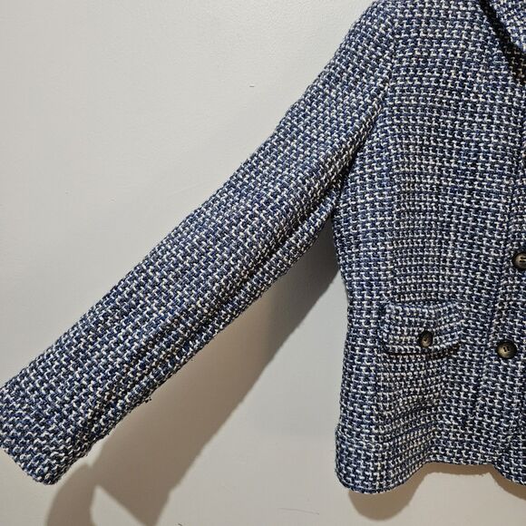 Talbots - Blazer Collared Tweed Knit- Size 12 - Blue - Wool Blend - Picture 6 of 8